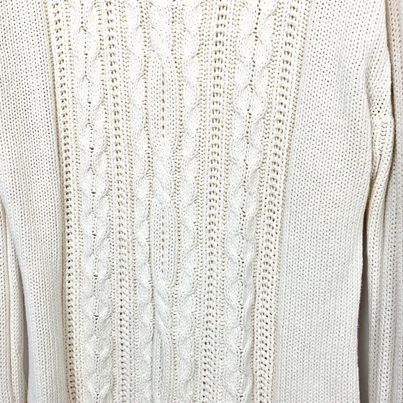 One on One Off-White Long Sleeve Cable Knit Sweater - Picture 10 of 11